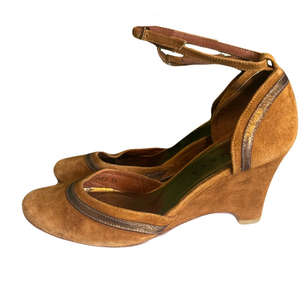 Amaya Women's Size 37 Brown Suede Wedge Heels